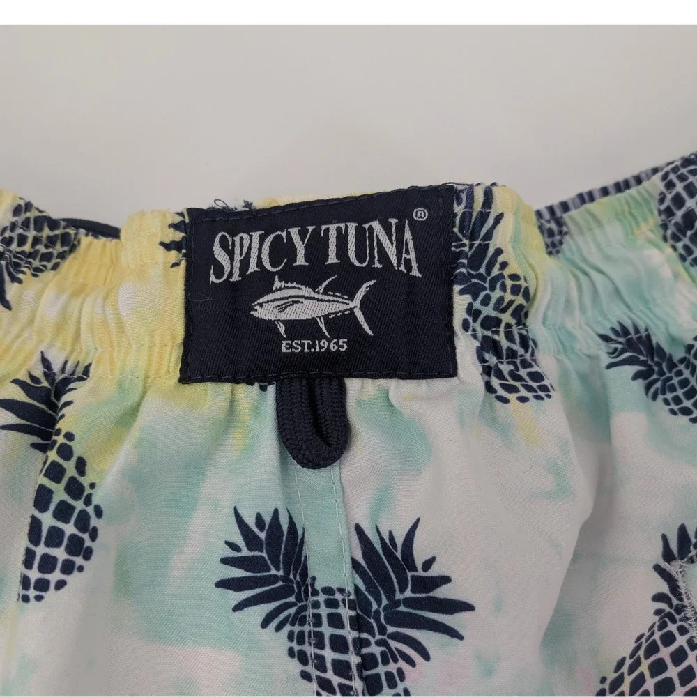 Spicy Tuna Mens Tie Dye Pineapple Print Swim Trunks Pastel Multicolor Medium‎